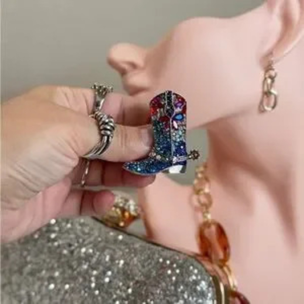 Colorful Rhinestone Cowboy Boot Brooch ?? - Picture 8 of 8